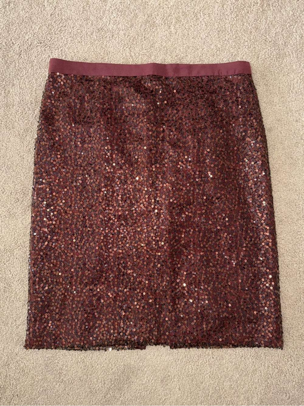 J. Crew NWT Burgundy Stardust Sequin Pencil Skirt Size 6